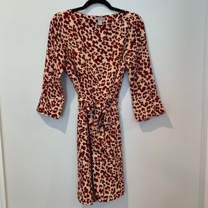 H&M Animal Print Waist Tie Dress